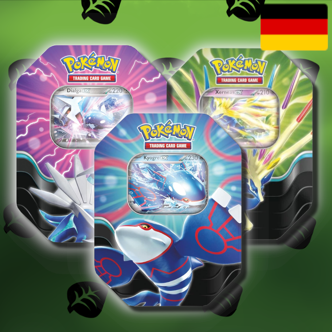 Frühjahres Tins 2025 "Azur Legenden mit Kyogre EX / Dialga EX / Xerneas EX (De)