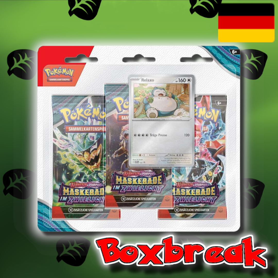 BOXBREAK Pokemon Maskerade im Zwielicht 3er Blister Relaxo/Knattatox (De)