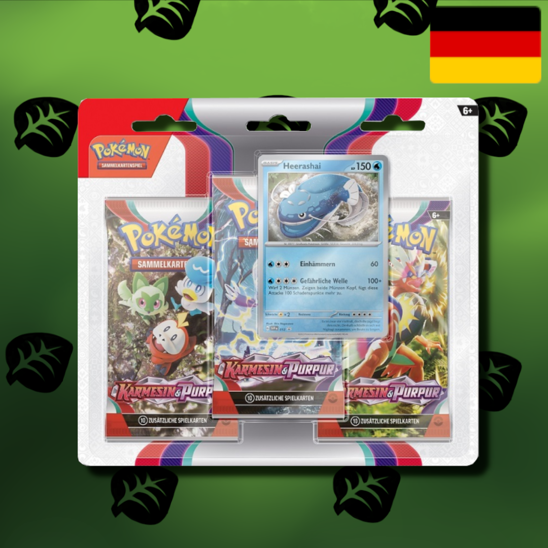 Pokemon "Karmesin & Purpur Base" Heerashai 3er Blister (De)