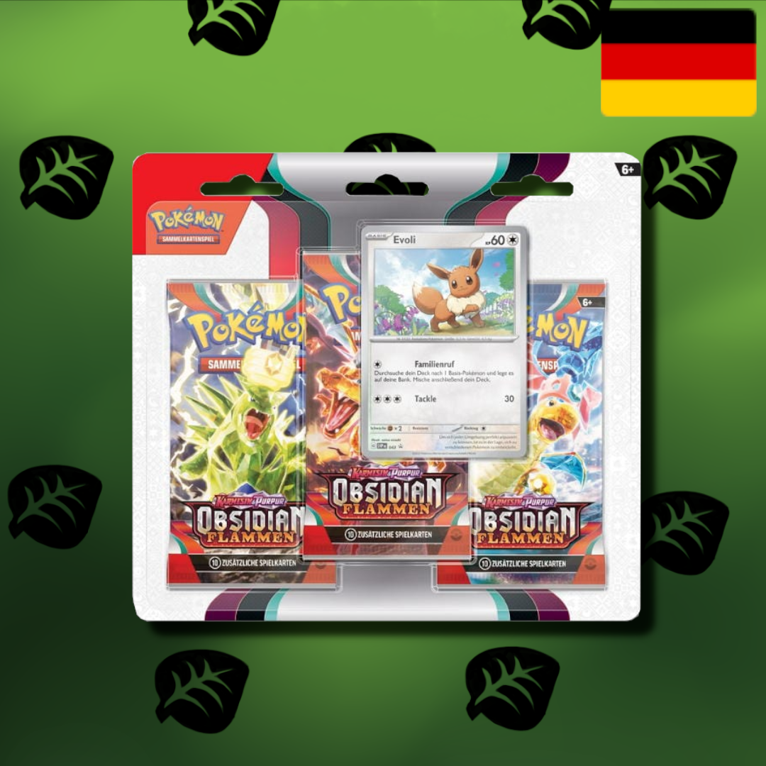 Pokemon "Obsidian Flammen" Evoli/Friedwuff 3er Blister (De)