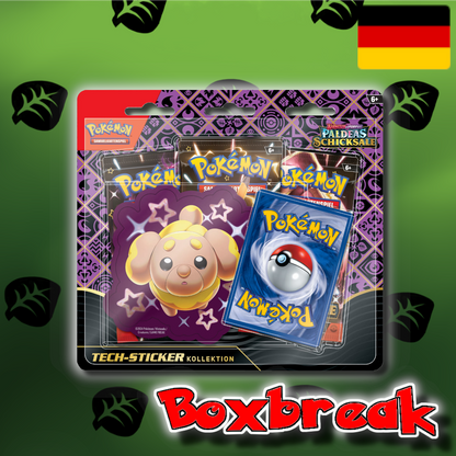 BOXBREAK Pokemon "Paldeas Schicksale" Sticker Tech Blister (De)