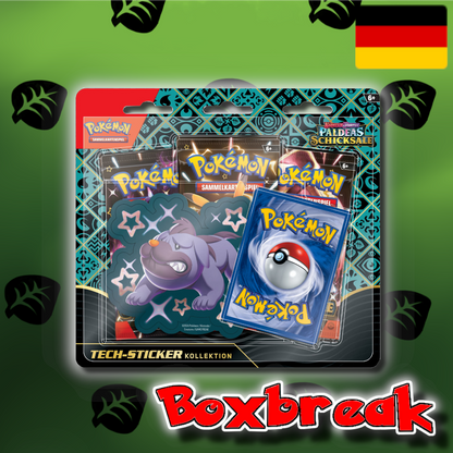 BOXBREAK Pokemon "Paldeas Schicksale" Sticker Tech Blister (De)