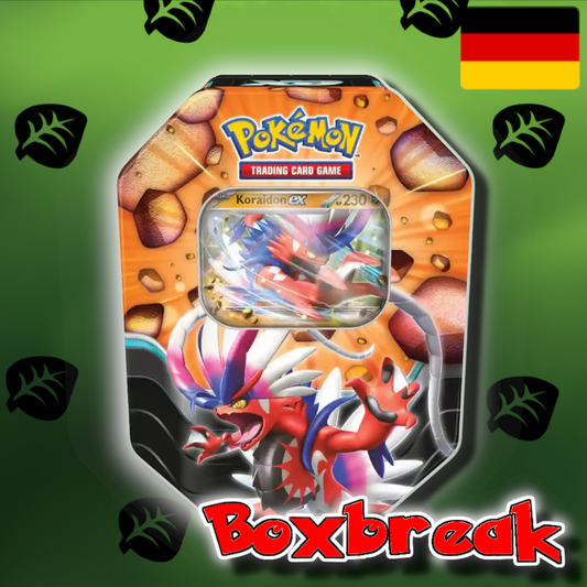BOXBREAK Schlagkräftige Legenden Tins mit Koraidon EX / Zacian EX (De)